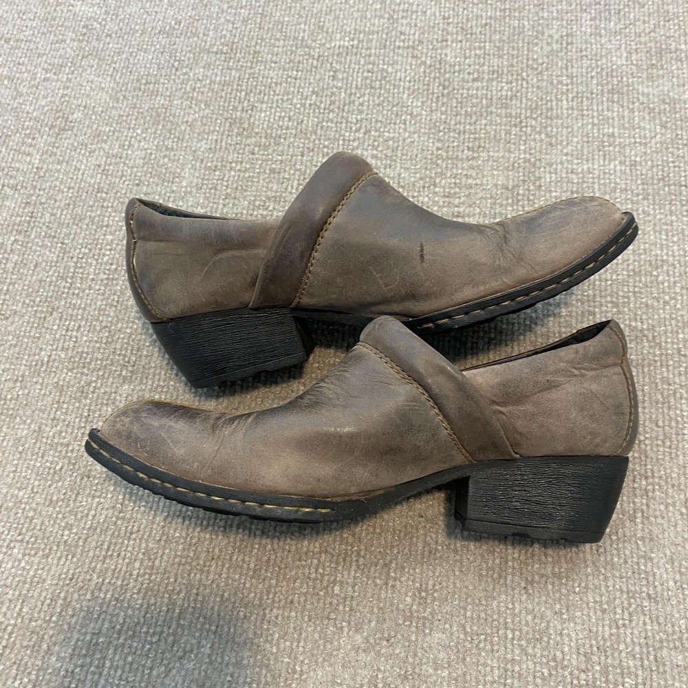 Born Clog Shoes Womens Size 8 Brown Leather Slip On Block Heel Comfort W21992 - Picture 3 of 11